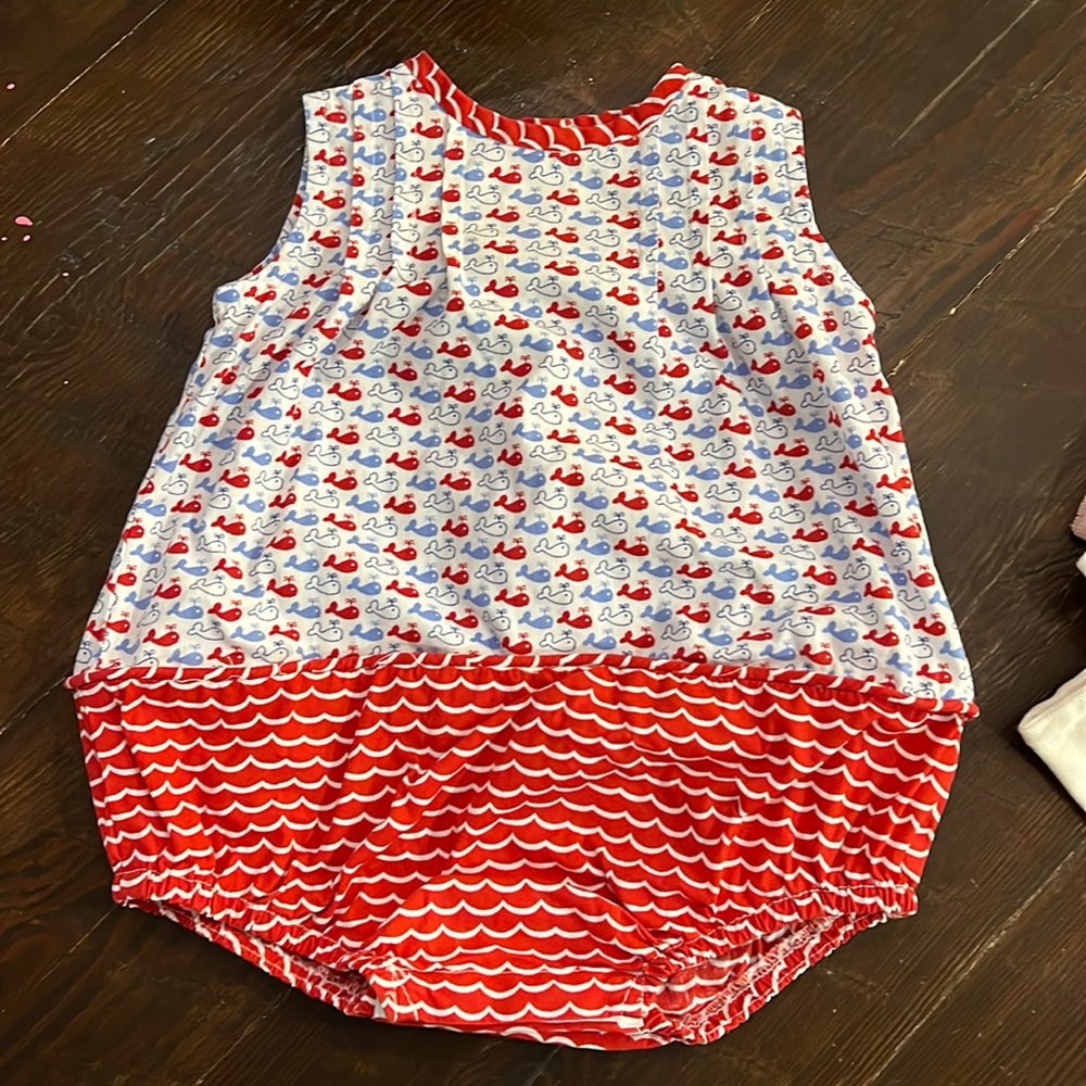 Red white and blue whale outfit
